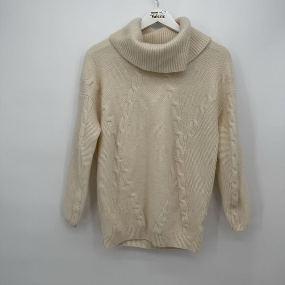 Talbots Ivory Cream Pure Cashmere Turtleneck Sweater Size Medium - Picture 1 of 8